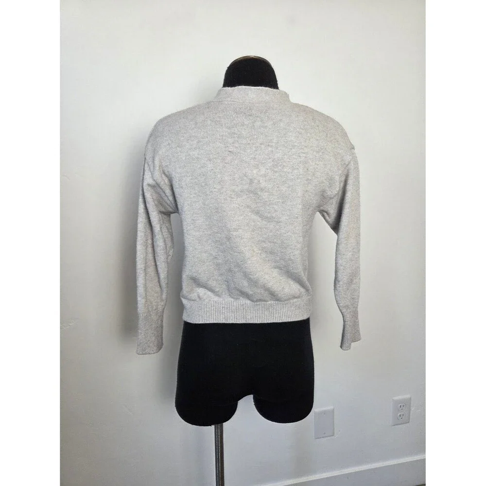 Poof Gray Cardigan Sweater Short Cozy Soft Academia Preppy Twee Old Money Small